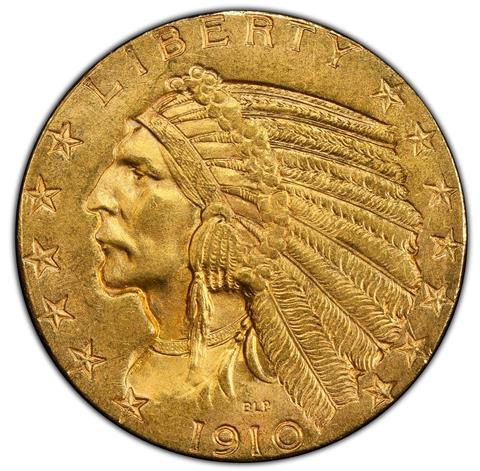 1910-S INDIAN HEAD $5