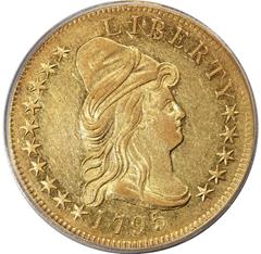 Picture of 1795 DRAPED BUST $10, 13 LEAVES, SMALL EAGLE AU55 