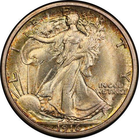 1916-S WALKING LIBERTY 50C