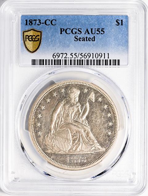 Picture of 1873-CC LIBERTY SEATED S$1, SEATED AU55 