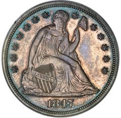 Picture of 1847 LIBERTY SEATED S$1, NO MOTTO PR64 