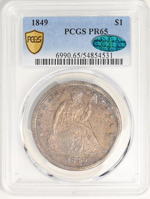 Picture of 1849 LIBERTY SEATED S$1, NO MOTTO PR65 