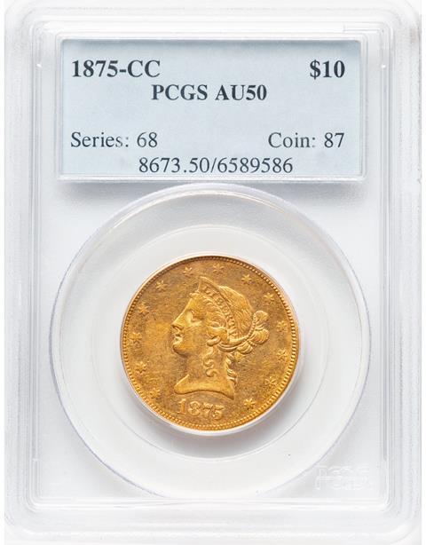 Picture of 1875-CC LIBERTY HEAD $10 AU50 