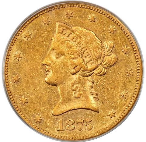Picture of 1875-CC LIBERTY HEAD $10 AU50 