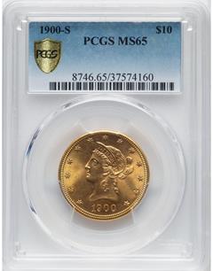 1900-S LIBERTY HEAD $10 PCGS MS65
