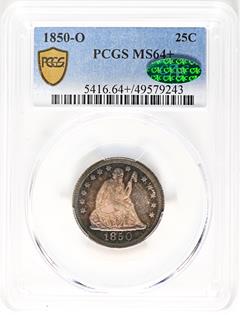 1850-O LIBERTY SEATED 25C PCGS MS64+