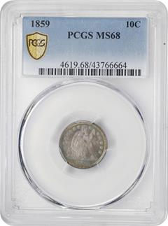 1859 LIBERTY SEATED 10C PCGS MS68