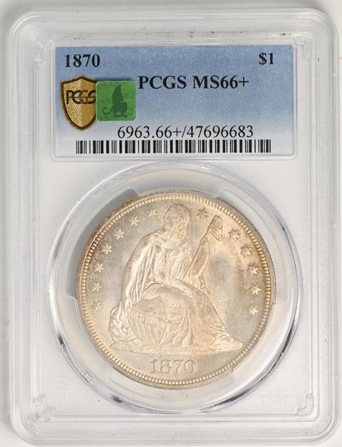 Picture of 1870 LIBERTY SEATED S$1, MOTTO MS66+ 