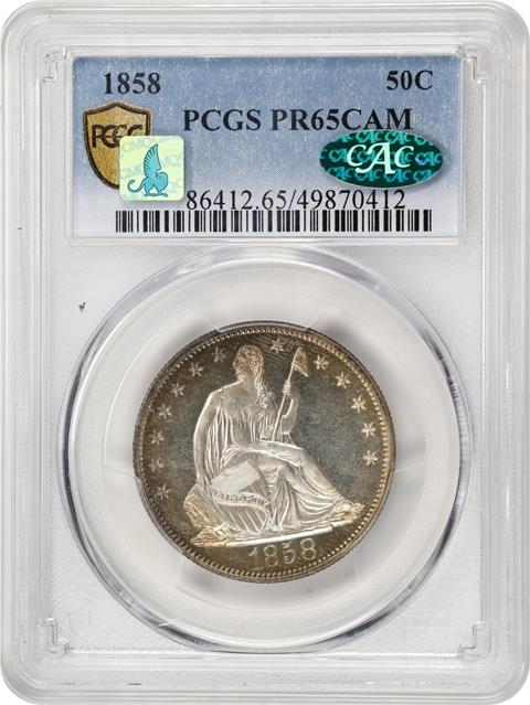 Picture of 1858 LIBERTY SEATED 50C PR65 Cameo