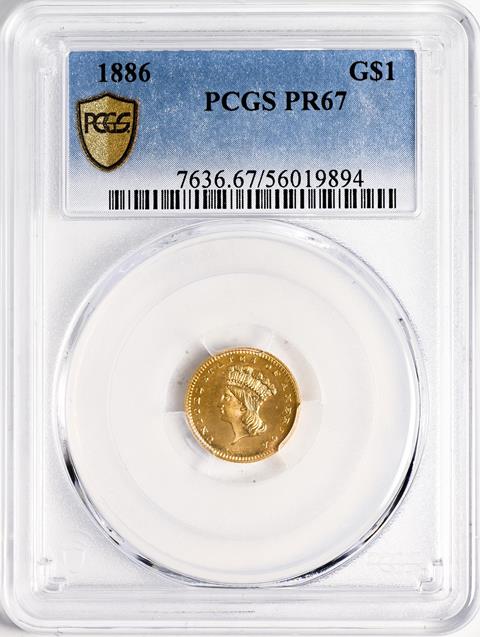 Picture of 1886 GOLD G$1, TYPE 3 PR67 
