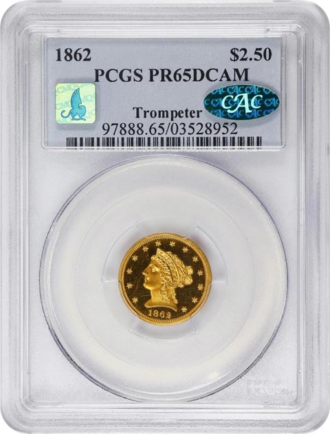 Picture of 1862 LIBERTY HEAD $2.5 PR65 Deep Cameo
