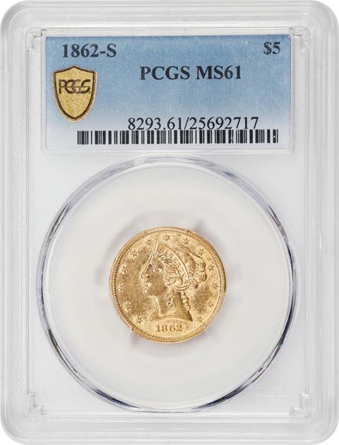 Picture of 1862-S LIBERTY $5 MS61 