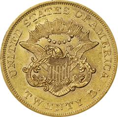 Picture of 1862 LIBERTY HEAD $20 AU55 