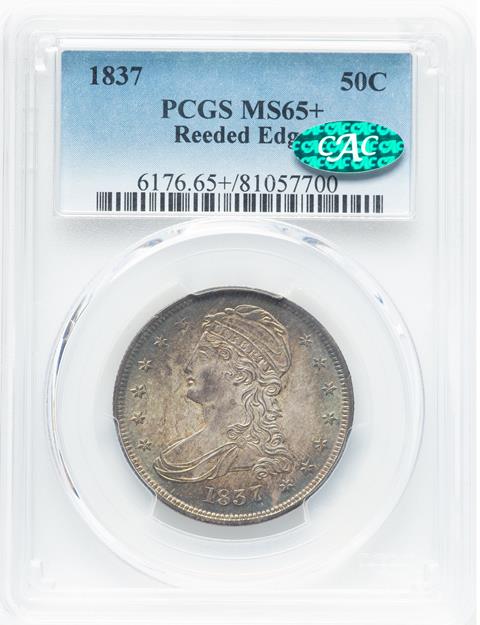 Picture of 1837 CAPPED BUST 50C, REEDED EDGE MS65+ 