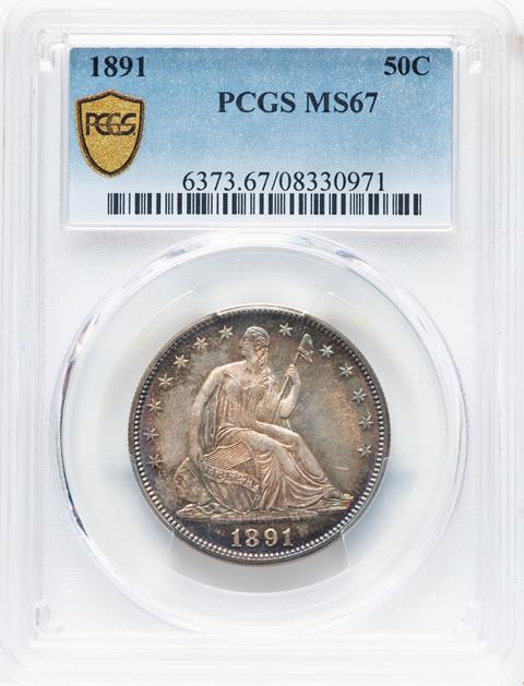Picture of 1891 LIBERTY SEATED 50C, MOTTO MS67 