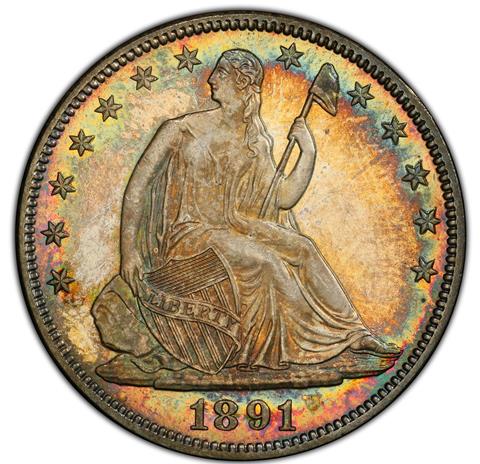 1891 LIBERTY SEATED 50C