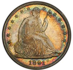 Picture of 1891 LIBERTY SEATED 50C, MOTTO MS67 