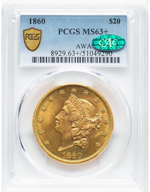 Picture of 1860 LIBERTY HEAD $20 MS63+ 