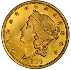 Picture of 1860 LIBERTY HEAD $20 MS63+ 