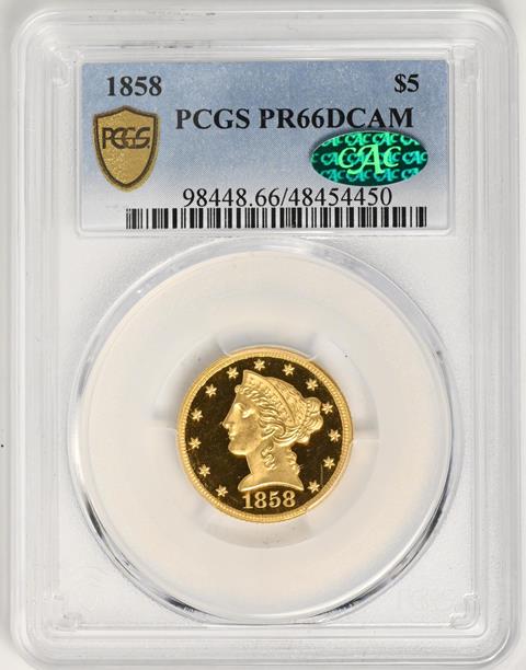 Picture of 1858 LIBERTY $5 PR66 Deep Cameo