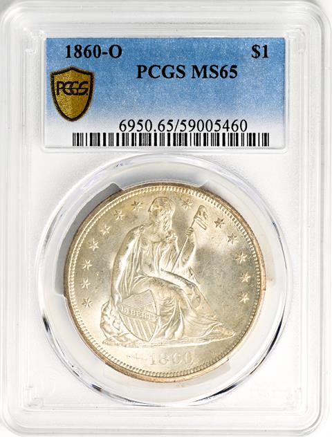 Picture of 1860-O LIBERTY SEATED S$1, NO MOTTO MS65 