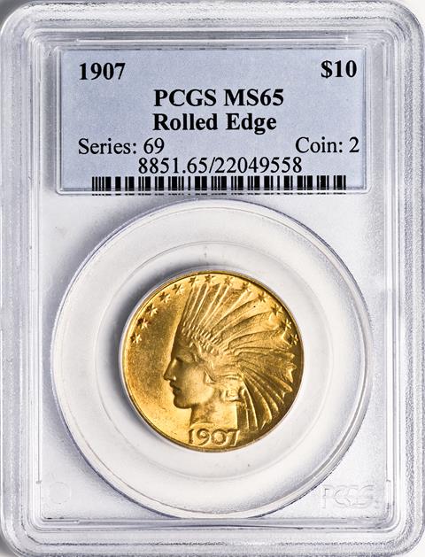 Picture of 1907 INDIAN $10, ROLLED EDGE MS65 