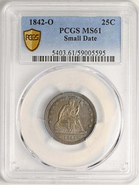 Picture of 1842-O LIBERTY SEATED 25C, SMALL DATE MS61 