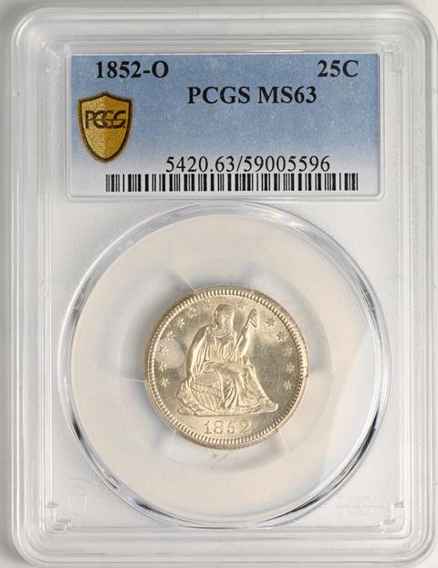 Picture of 1852-O LIBERTY SEATED 25C, NO MOTTO MS63 