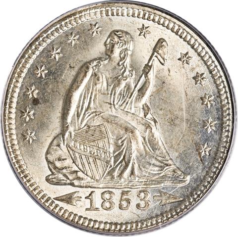 1853/4 LIBERTY SEATED 25C