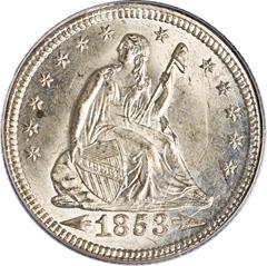 Picture of 1853/4 LIBERTY SEATED 25C, ARROWS AND RAYS MS65 