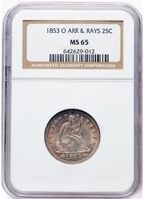 Picture of 1853-O LIBERTY SEATED 25C, ARROWS AND RAYS MS65 
