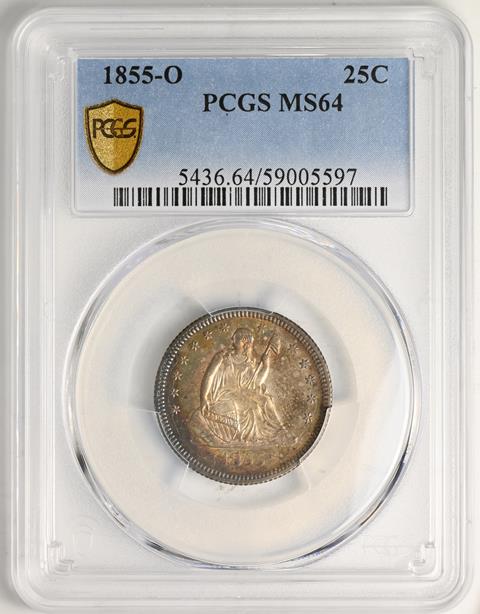 Picture of 1855-O LIBERTY SEATED 25C, ARROWS MS64 