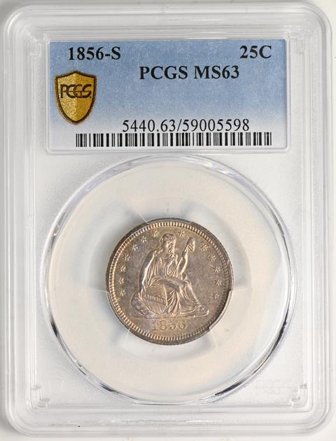 Picture of 1856-S LIBERTY SEATED 25C, NO MOTTO MS63 