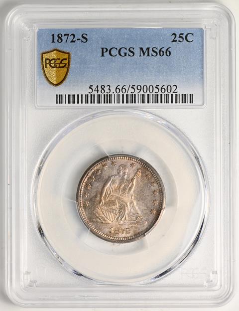 Picture of 1872-S LIBERTY SEATED 25C, MOTTO MS66 