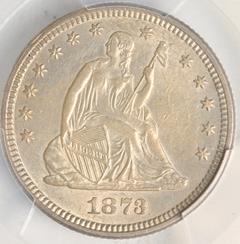 Picture of 1873 LIBERTY SEATED 25C, NO ARROWS, CLOSED 3 MS62 