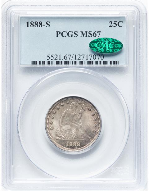 Picture of 1888-S LIBERTY SEATED 25C, MOTTO MS67 