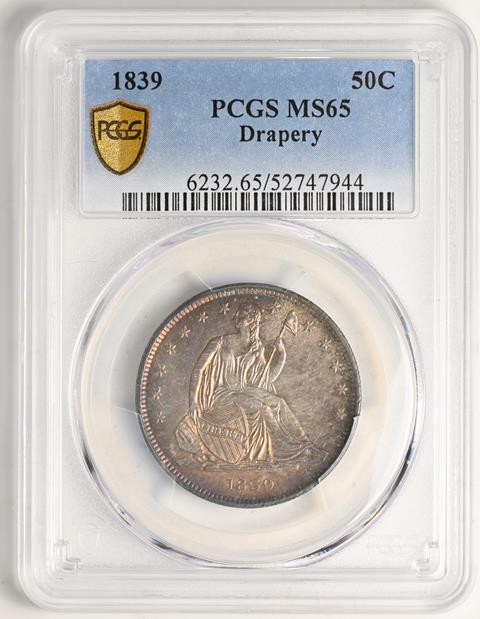Picture of 1839 LIBERTY SEATED 50C, DRAPERY MS65 