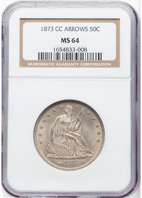 Picture of 1873-CC LIBERTY SEATED 50C, ARROWS MS64 