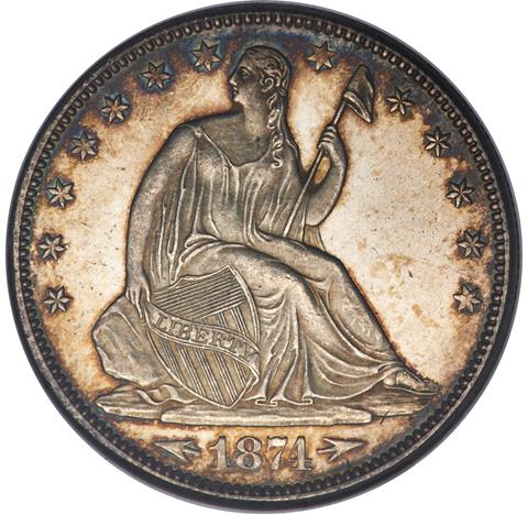 1874-CC LIBERTY SEATED 50C