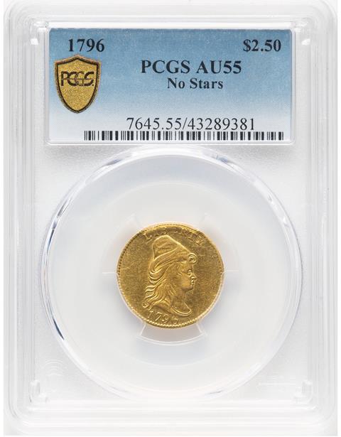 Picture of 1796 DRAPED BUST $2.5, NO STARS AU55 