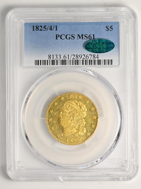 Picture of 1825/4/1 CAPPED BUST $5 MS61 