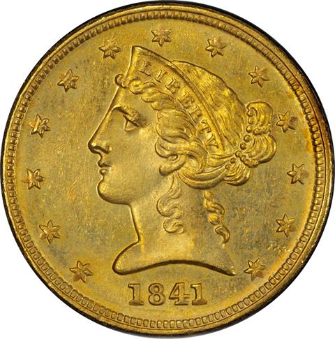 Picture of 1841-D LIBERTY $5, SMALL D MS63  Picture of 1841-D LIBERTY $5, SMALL D MS63