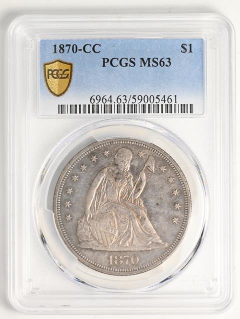 Picture of 1870-CC LIBERTY SEATED S$1, MOTTO MS63 