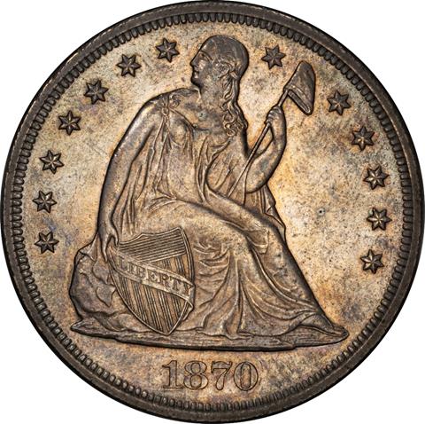Picture of 1870-CC LIBERTY SEATED S$1, MOTTO MS63 