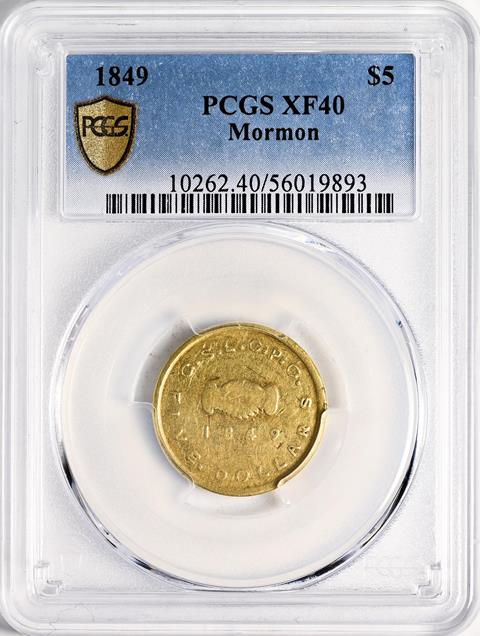 Picture of 1849 MORMON GOLD (UTAH) $5, MORMON AU40 