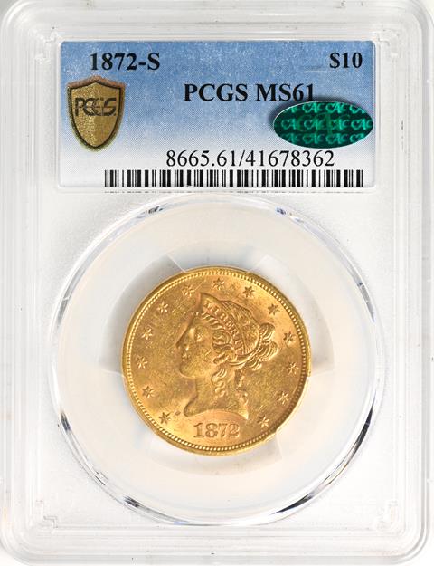 Picture of 1872-S LIBERTY HEAD $10 MS61 