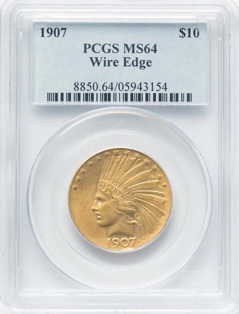 Picture of 1907 INDIAN $10, WIRE EDGE MS64 
