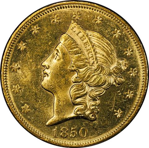 1850-O LIBERTY HEAD $20