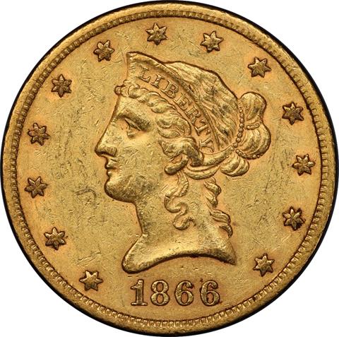 1866-S LIBERTY $10