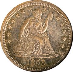 Picture of 1858-S LIBERTY SEATED 25C, NO MOTTO AU58 